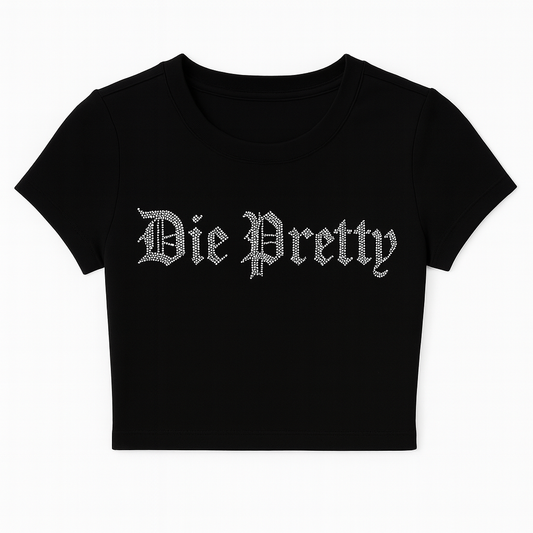 Die Pretty Rhinestone Crop Top:PREORDER