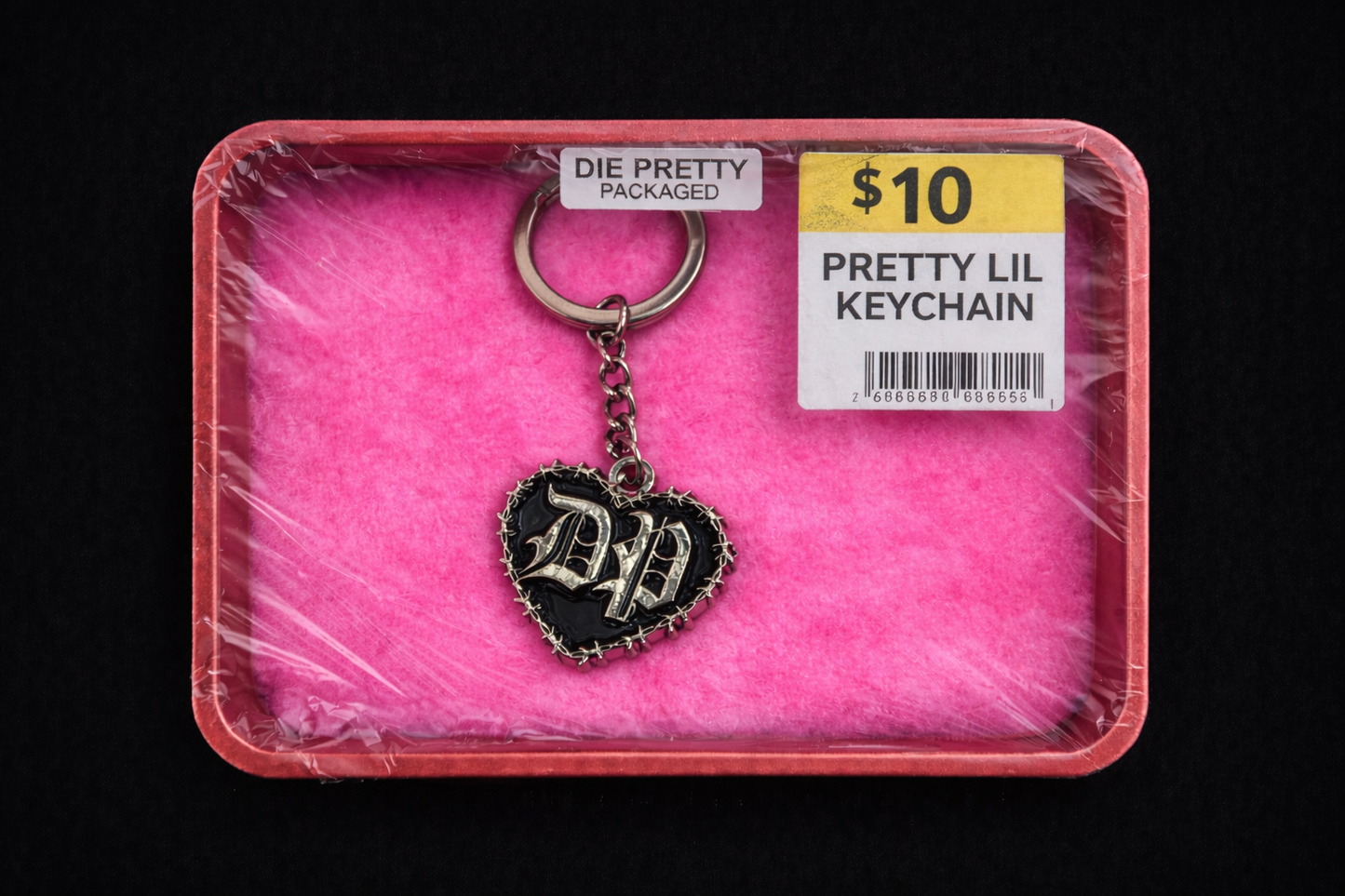 Die Pretty Barbed Wire Heart Keychain
